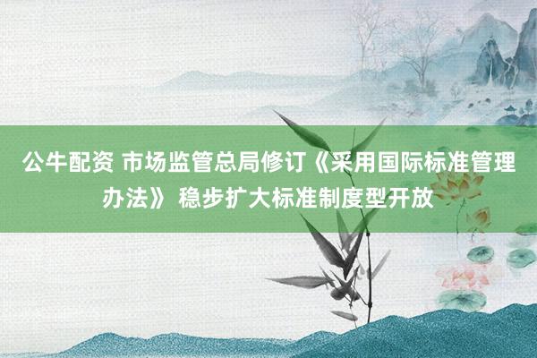 公牛配资 市场监管总局修订《采用国际标准管理办法》 稳步扩大标准制度型开放